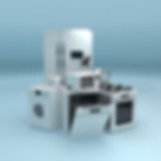 Image of a variety of home appliances grouped together on a light blue background.
