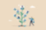 Illustration of a plant with employee profiles on its branches, representing growth and professional development