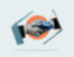 A robotic and human hand shake through laptop screens, symbolizing artificial intelligence and technology collaboration.