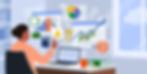 An illustration of a woman gathering insights in her laptop