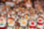Many Christmas ornaments in a group
