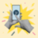 Graphic of hands interacting with a shopping cart icon on a smartphone screen.