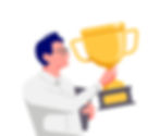 An illustration of a man with a big golden cup