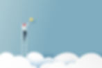 An illustration of a person climbing stairs over the clouds to reach for a star