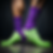 neon green socks with little purple polka dots
